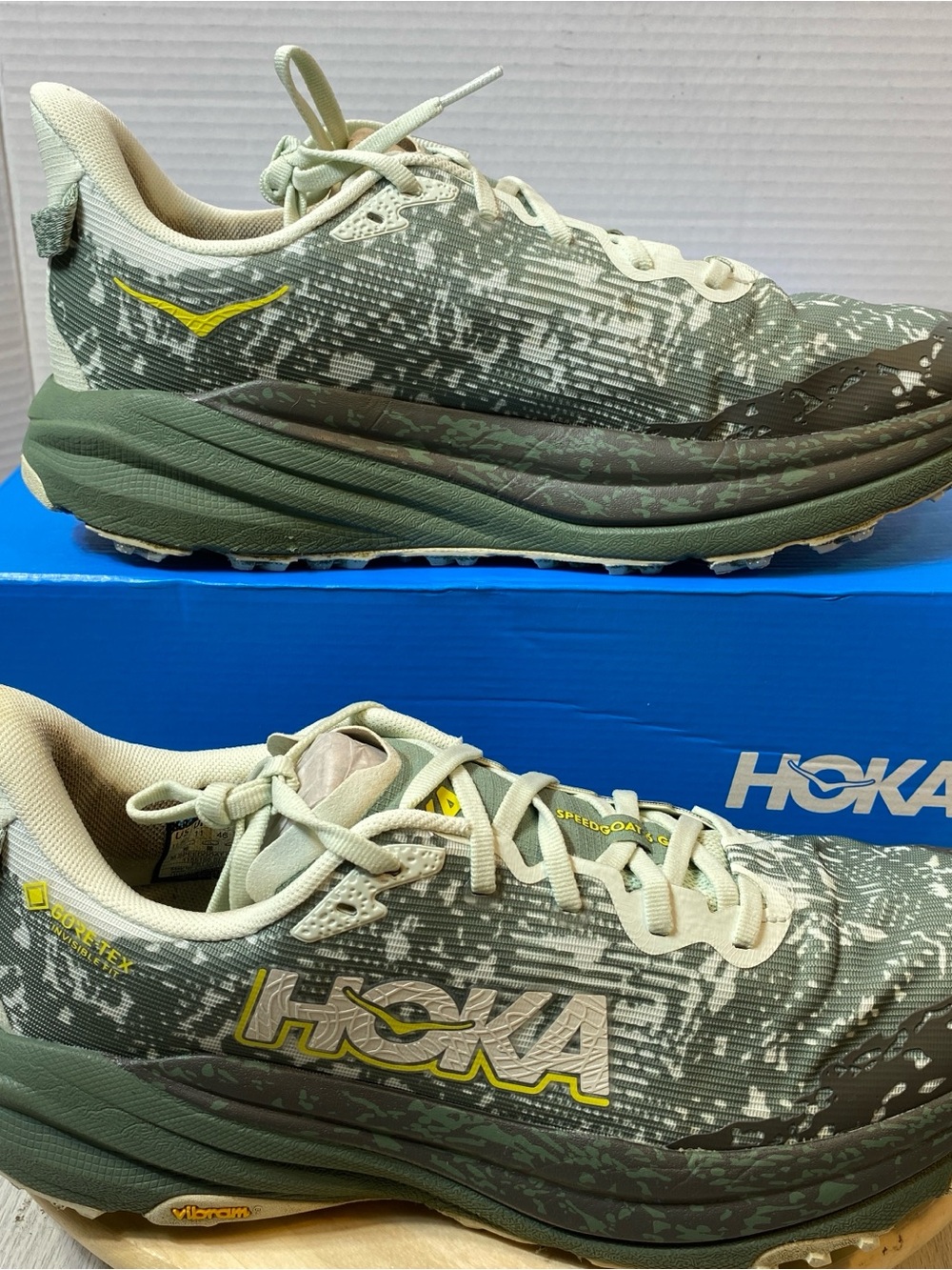 HOKA ONE ONE Speedgoat 6 GTX Men's Trail Running Shoes Size 11.5 D Green GORE-TE